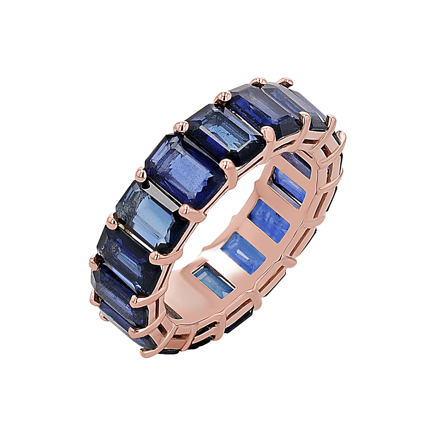 Genuine Blue Sapphire Emerald Cut Eternity Ring sold by Baby Gold product image thumbnail 3
