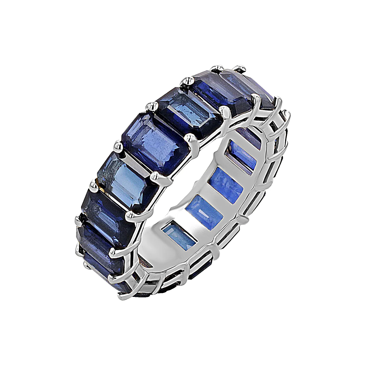 Genuine Blue Sapphire Emerald Cut Eternity Ring sold by Baby Gold product image thumbnail 2