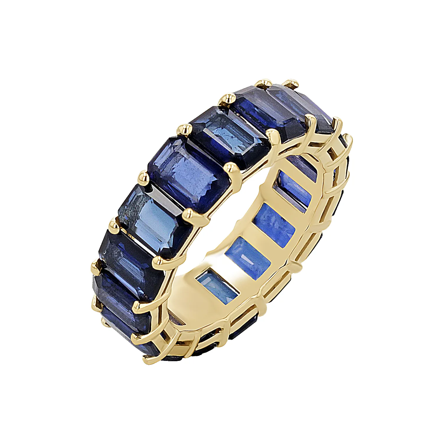 Genuine Blue Sapphire Emerald Cut Eternity Ring sold by Baby Gold