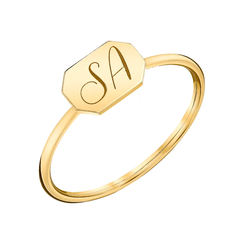 Engravable Initial Tag Ring sold by Baby Gold