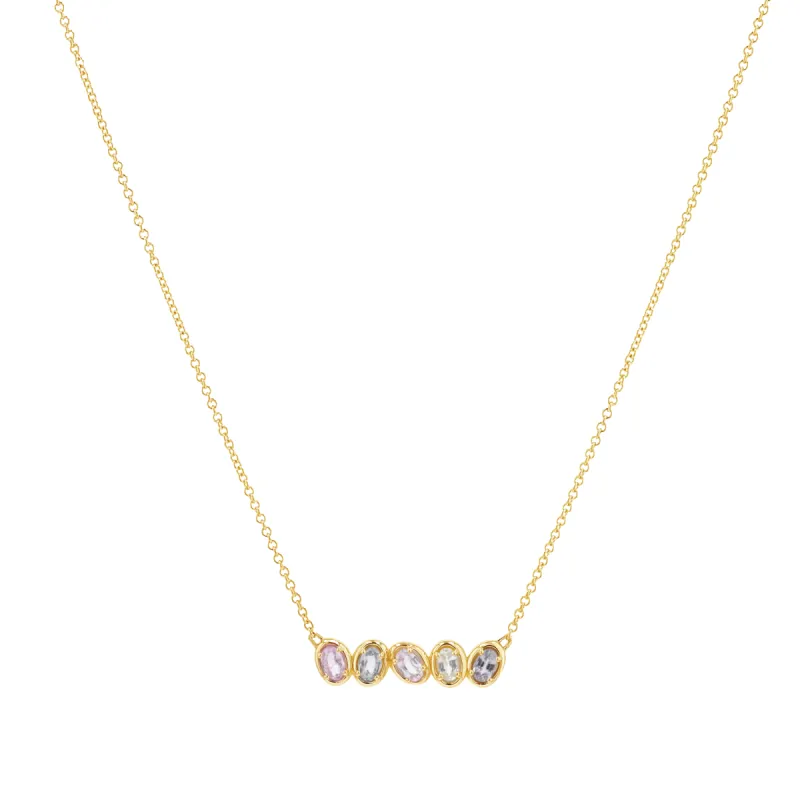 Oval Sapphire Bar Necklace sold by Baby Gold