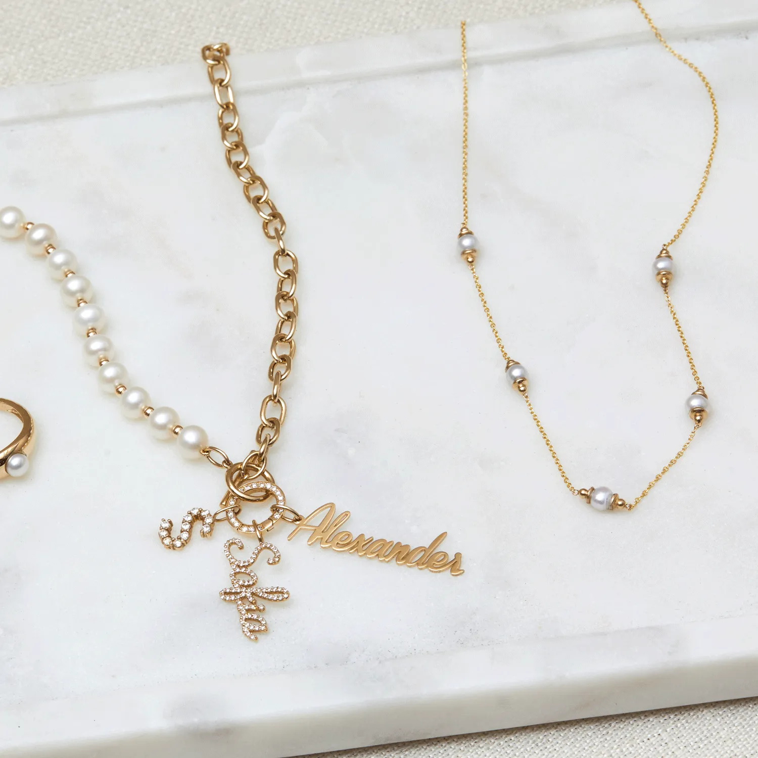 Pearl Station Necklace sold by Baby Gold product image thumbnail 4