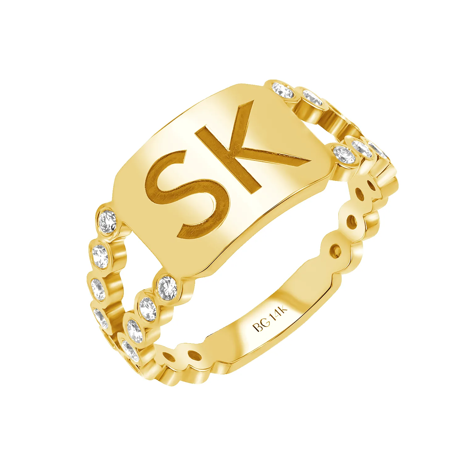 Bubble Diamond Bezel Signet Ring sold by Baby Gold product image thumbnail 4