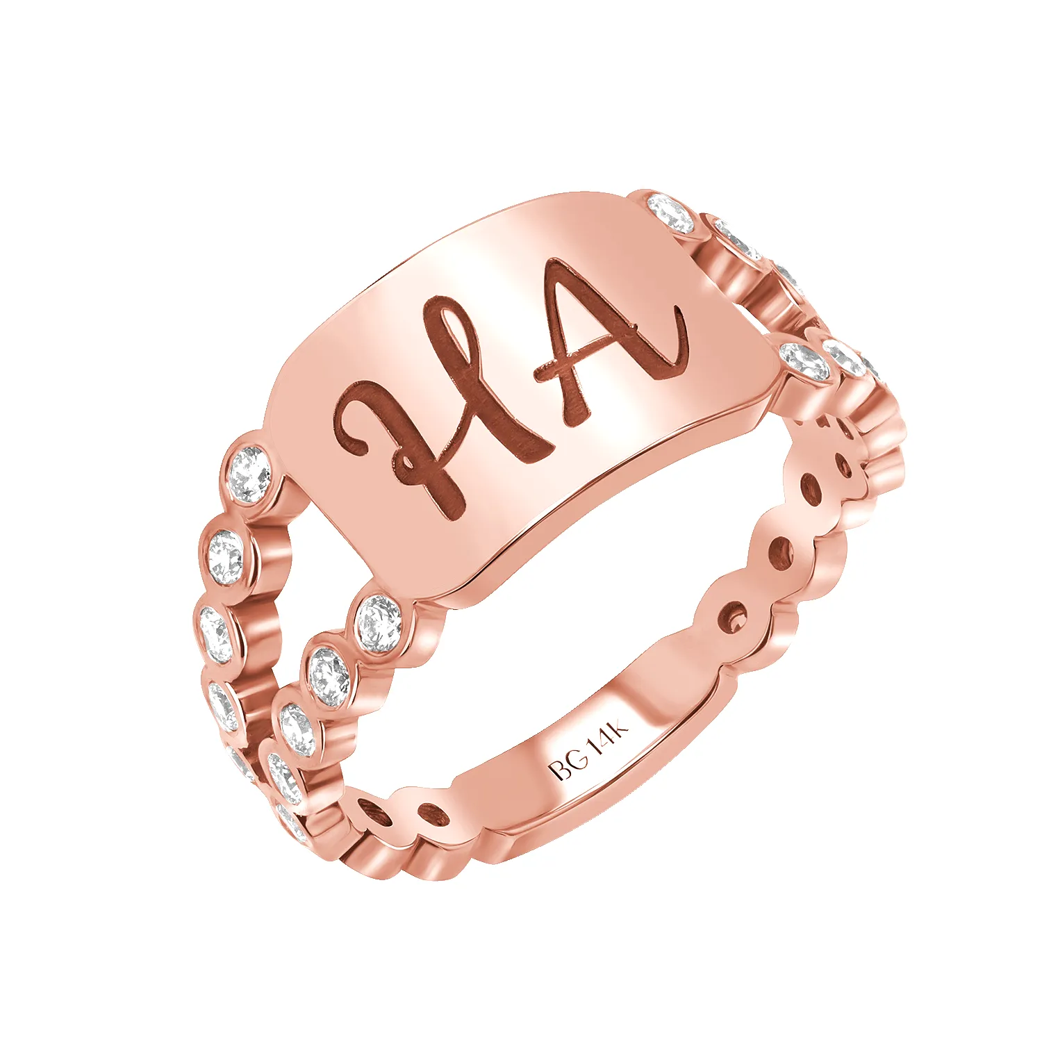 Bubble Diamond Bezel Signet Ring sold by Baby Gold product image thumbnail 3