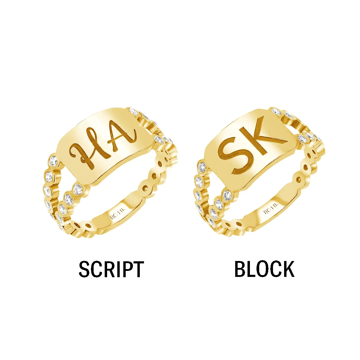 Bubble Diamond Bezel Signet Ring sold by Baby Gold product image thumbnail 5