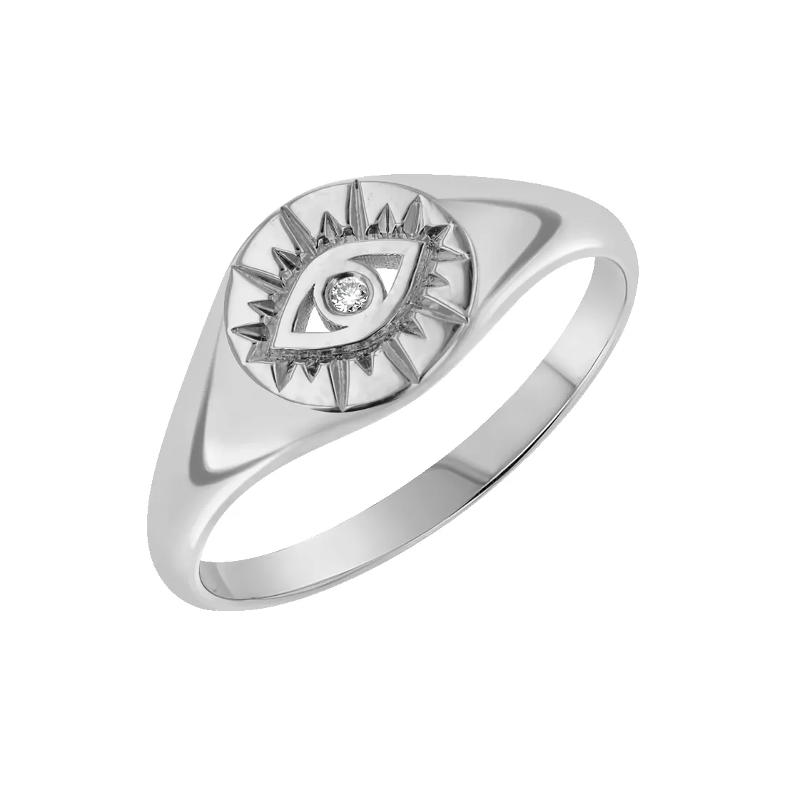 Diamond Evil Eye Round Signet Ring sold by Baby Gold product image thumbnail 2