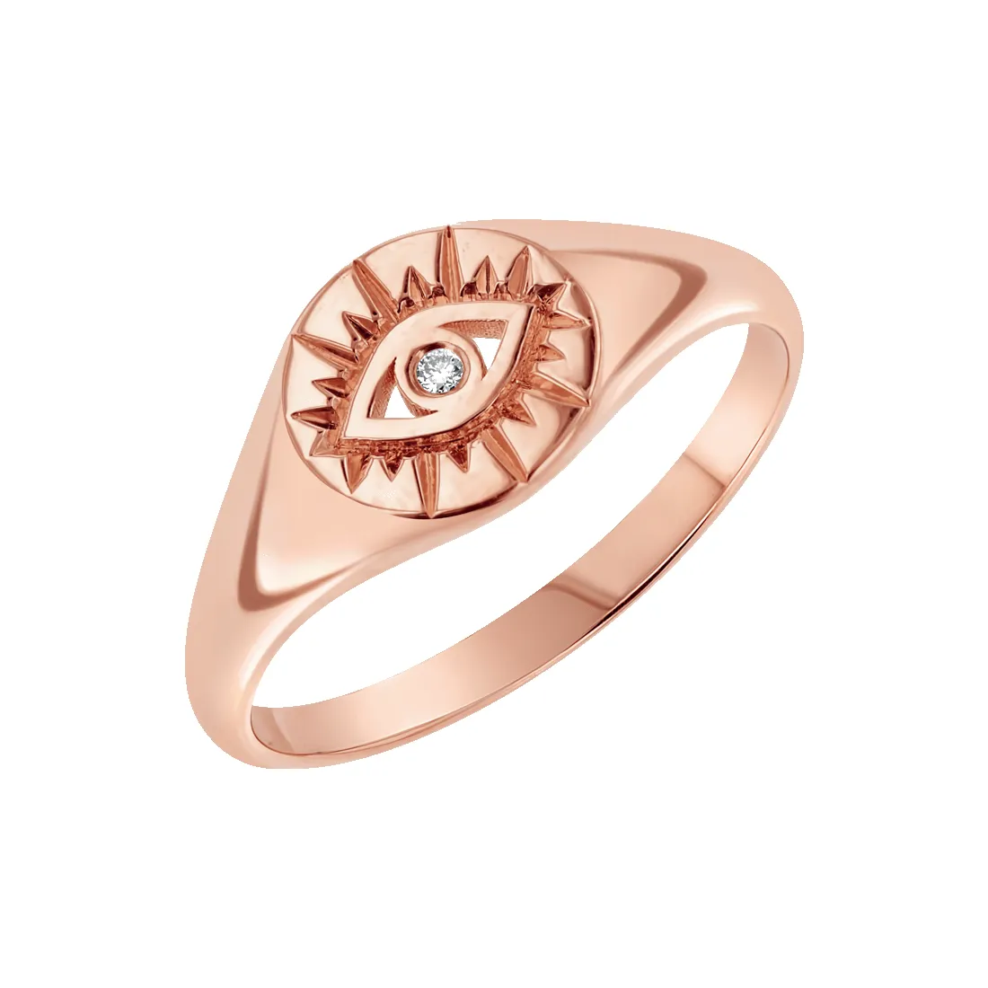 Diamond Evil Eye Round Signet Ring sold by Baby Gold product image thumbnail 3
