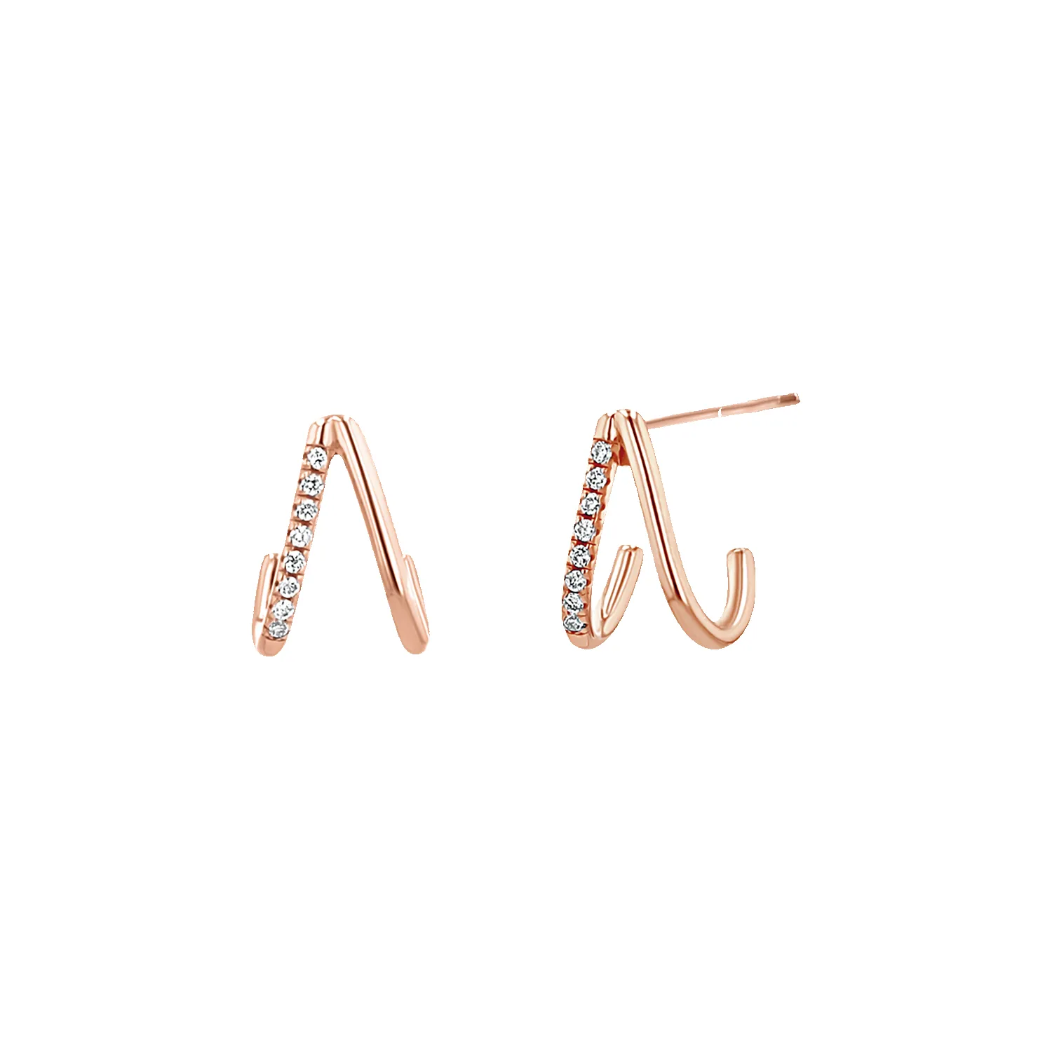 Diamond Double Huggie Hoop sold by Baby Gold product image thumbnail 3