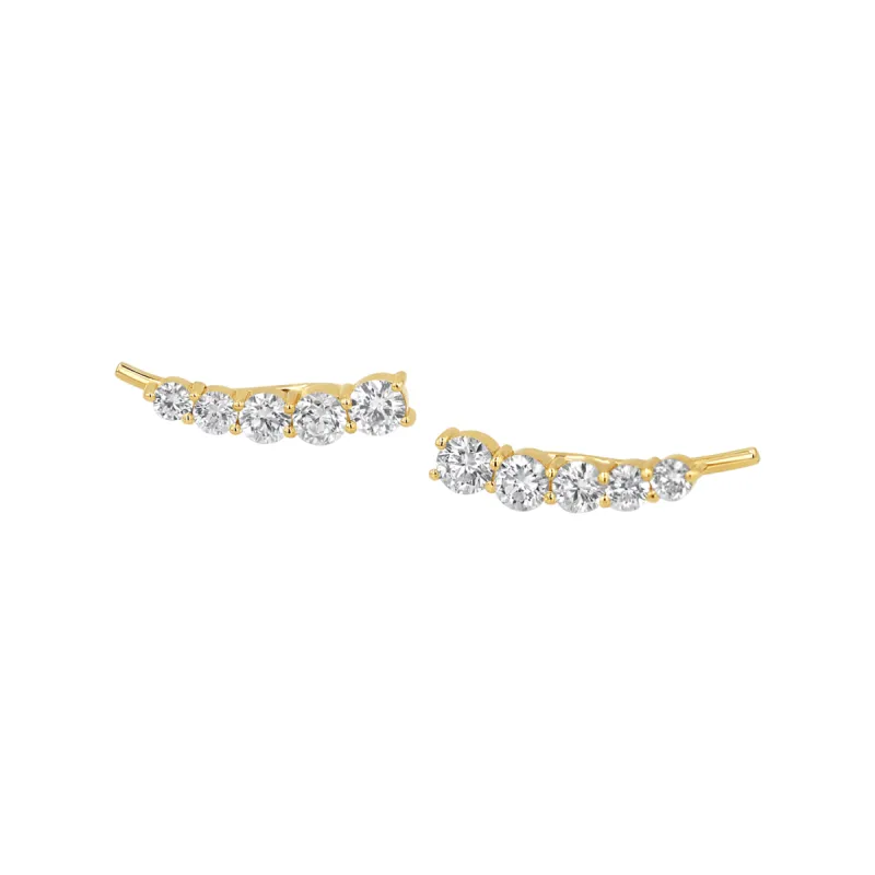 Graduated Diamond Bezel Crawler Earring sold by Baby Gold
