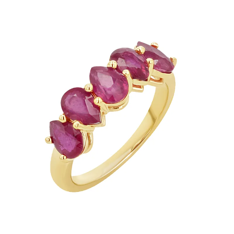 Pear Shape Ruby Half Eternity sold by Baby Gold