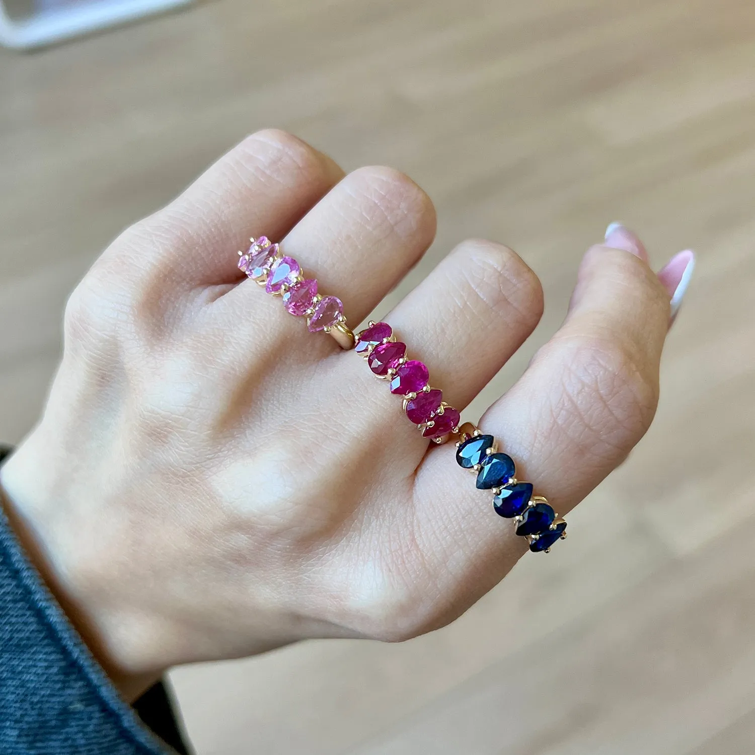 Pear Shape Ruby Half Eternity sold by Baby Gold product image thumbnail 4