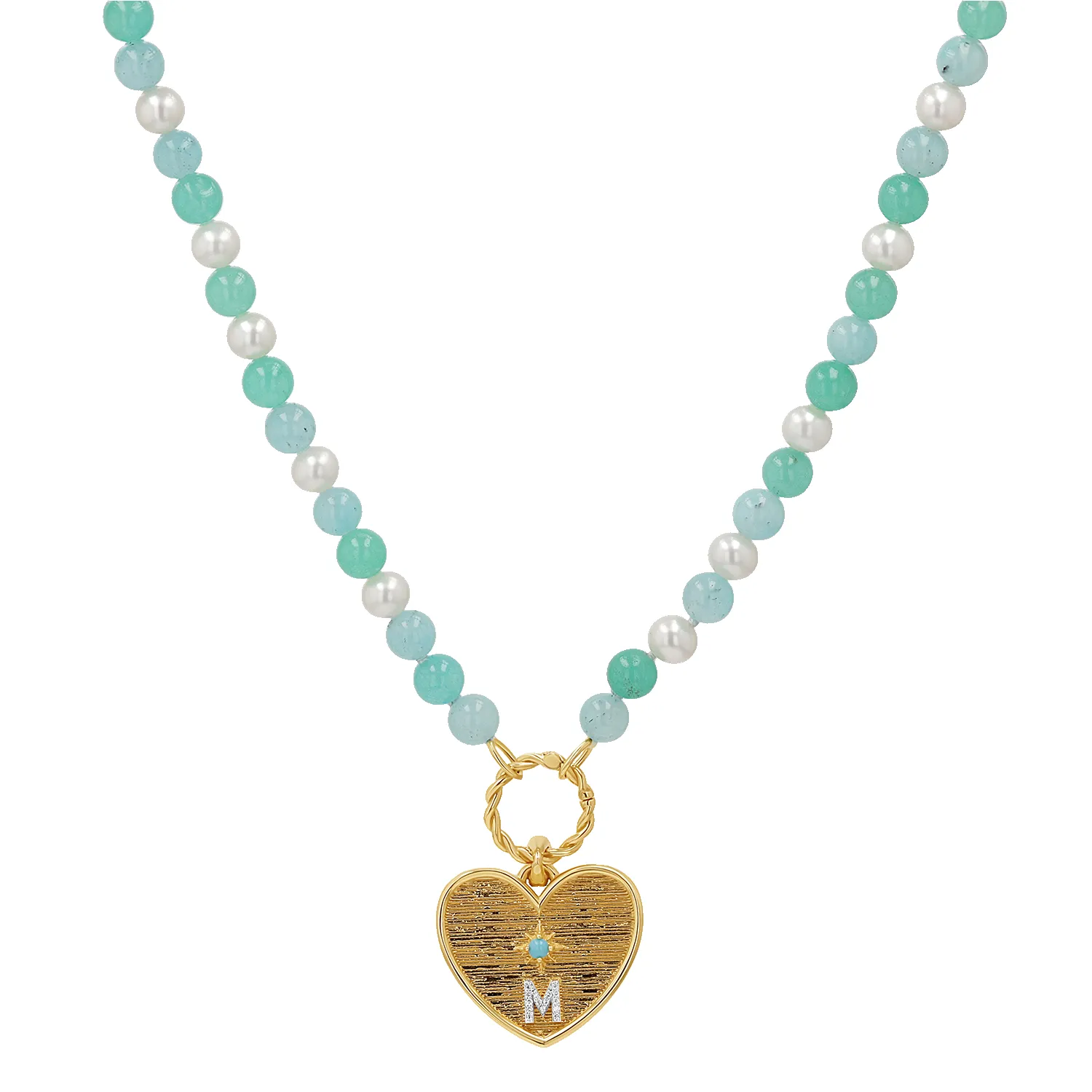 Pearl Aqua Connector Chain Necklace sold by Baby Gold