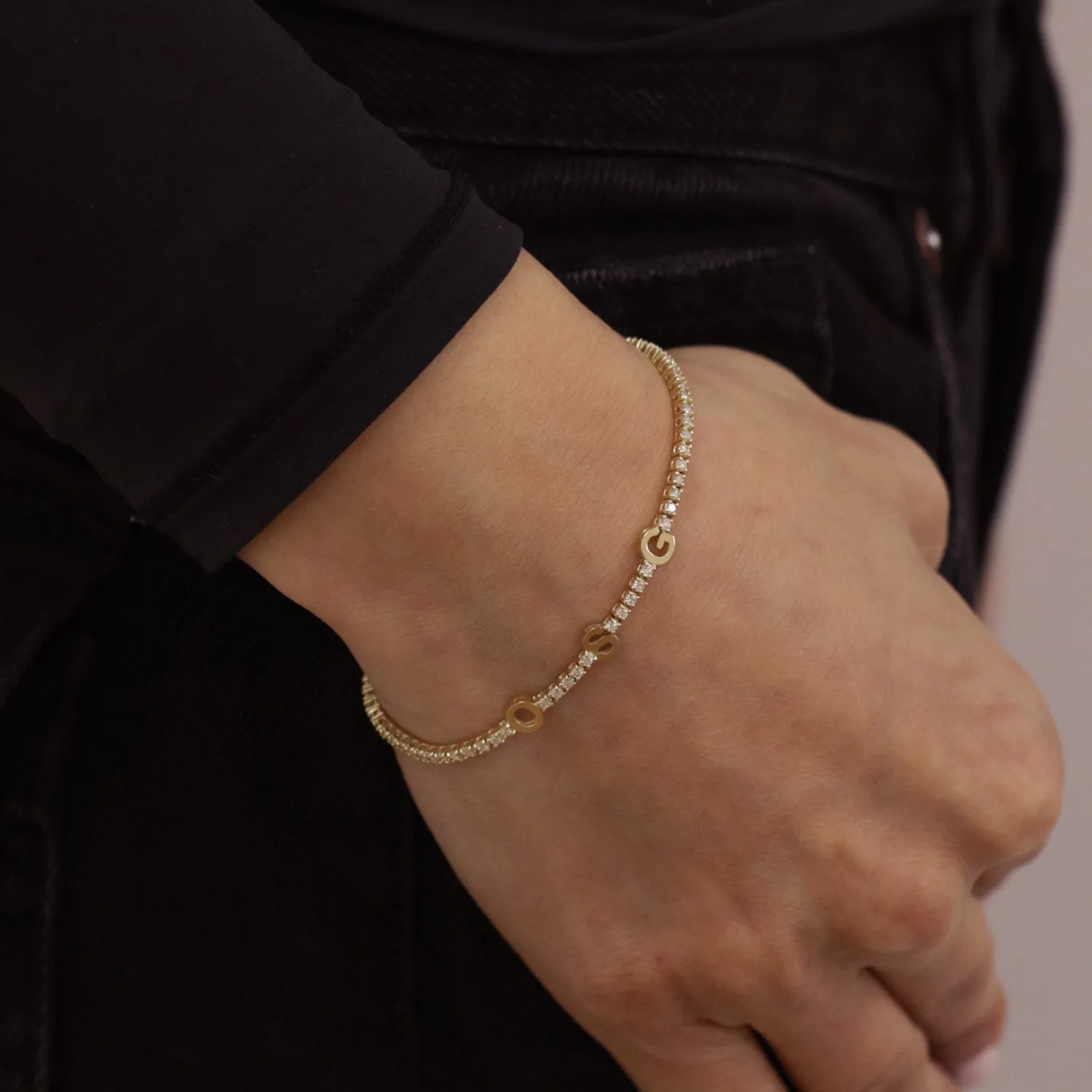 Signature Diamond Letter Tennis Bracelet sold by Baby Gold product image thumbnail 5