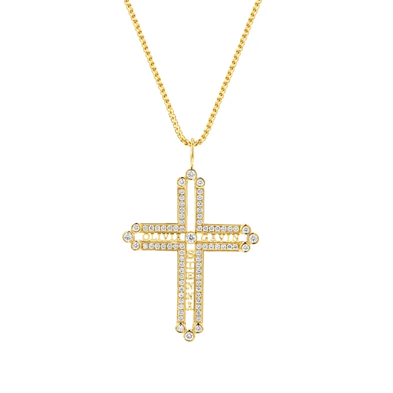 Diamond Custom Name Cross Pendant sold by Baby Gold