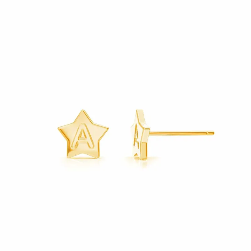 Moyen Initial Star Stud Earrings sold by Baby Gold