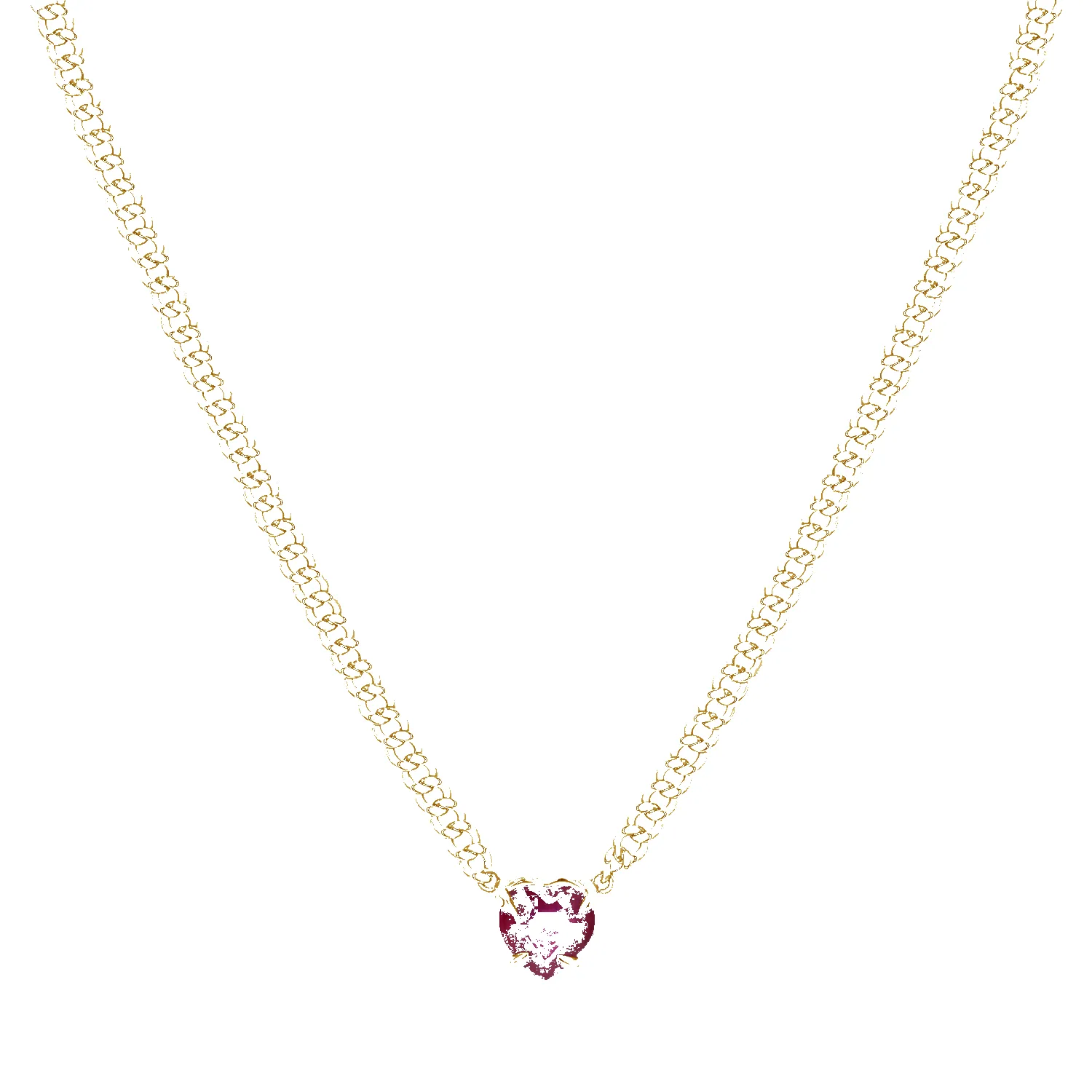 Ruby Heart Cuban Chain Necklace sold by Baby Gold