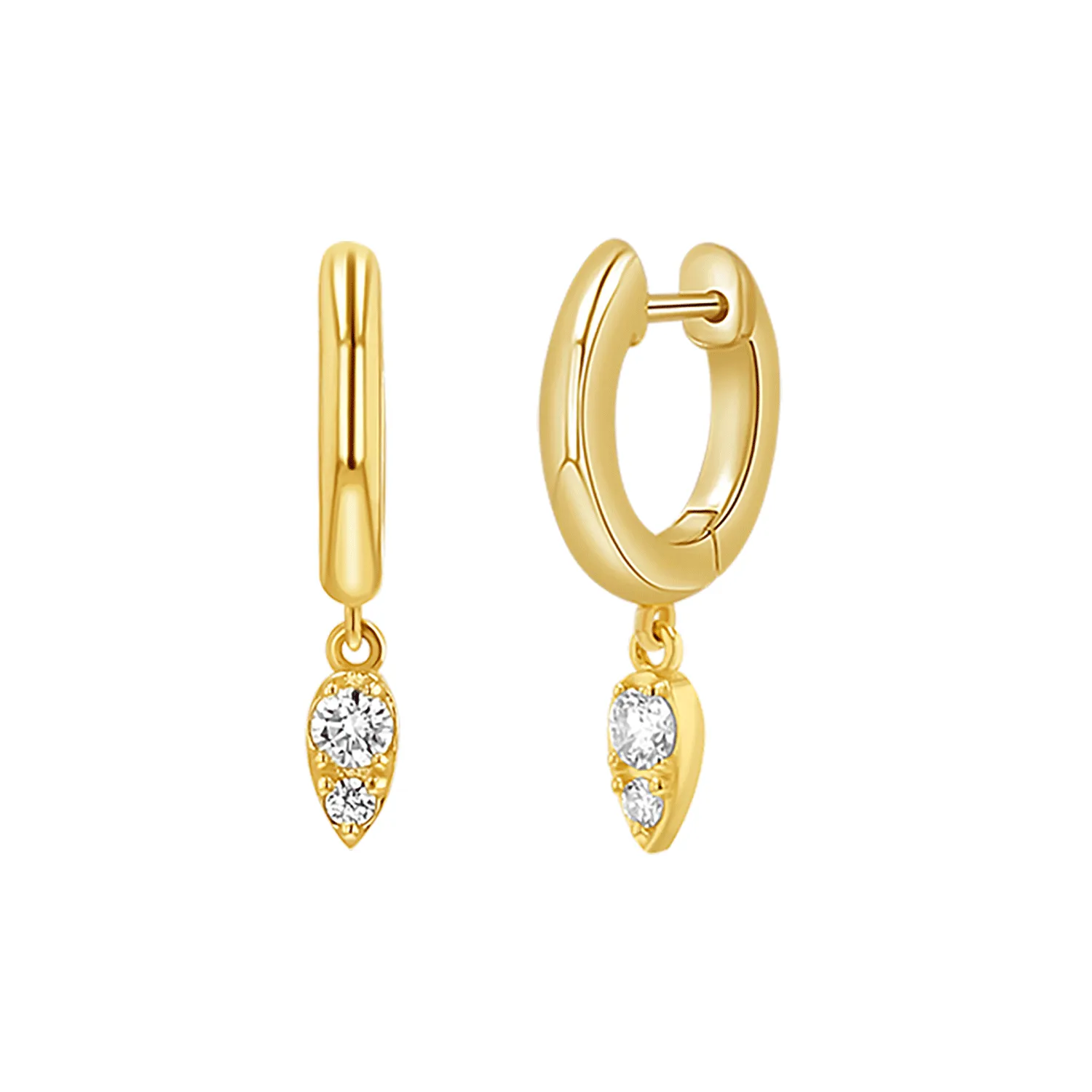 Pear Shaped Diamond Charm Drop Huggies sold by Baby Gold