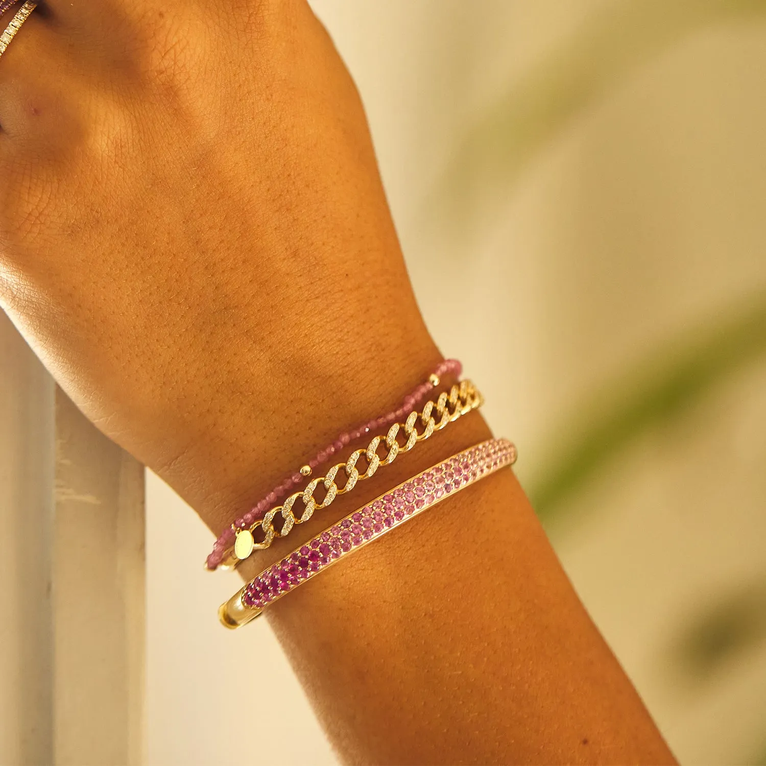 Ombré Pink Sapphire Cuff Bracelet sold by Baby Gold product image thumbnail 4