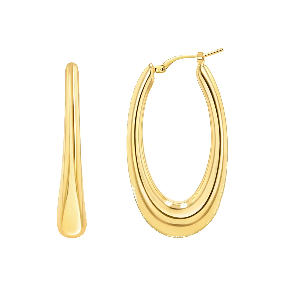 Oval Curved Hoop Earrings sold by Baby Gold