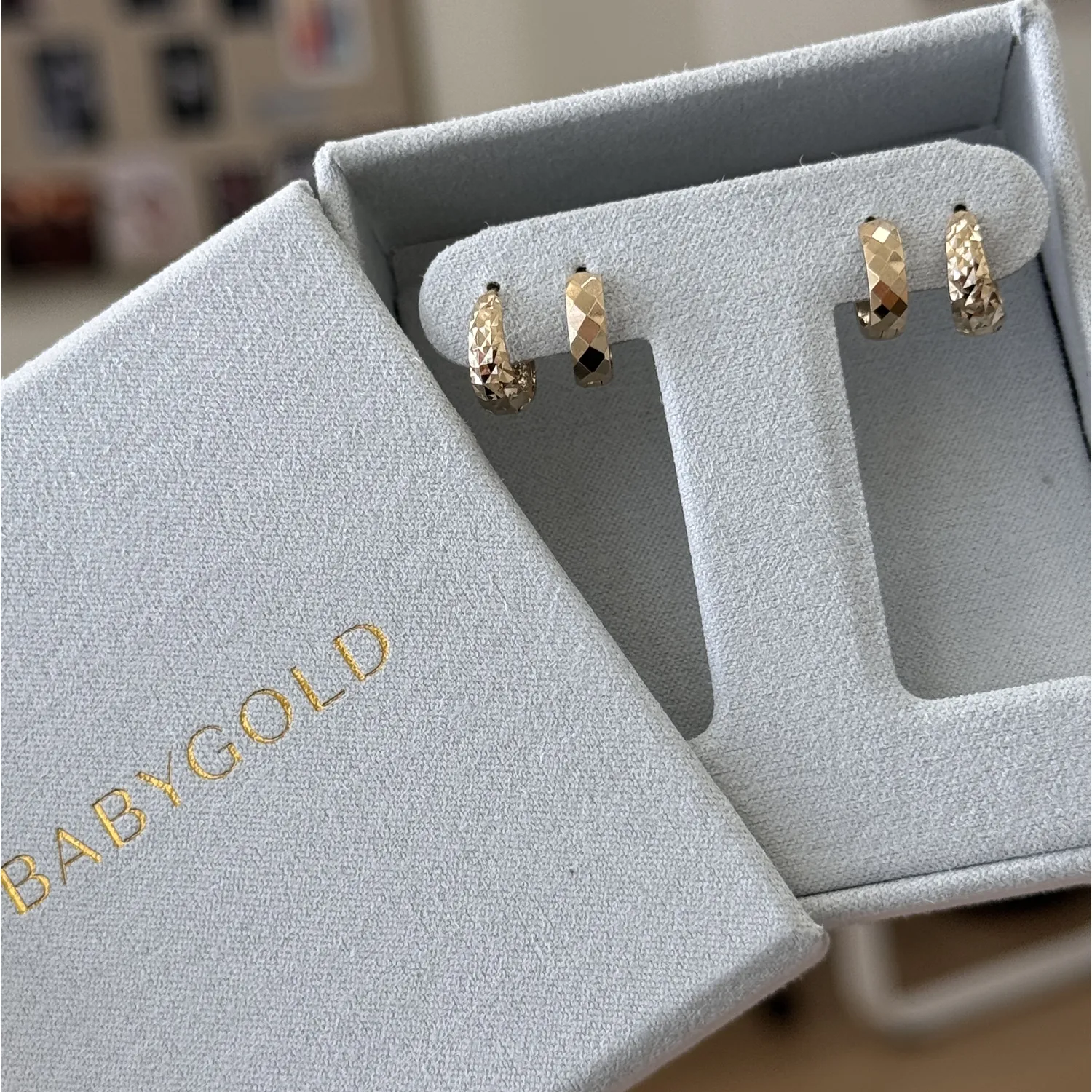 Sparkle Tapered Huggies Hoops sold by Baby Gold product image thumbnail 2