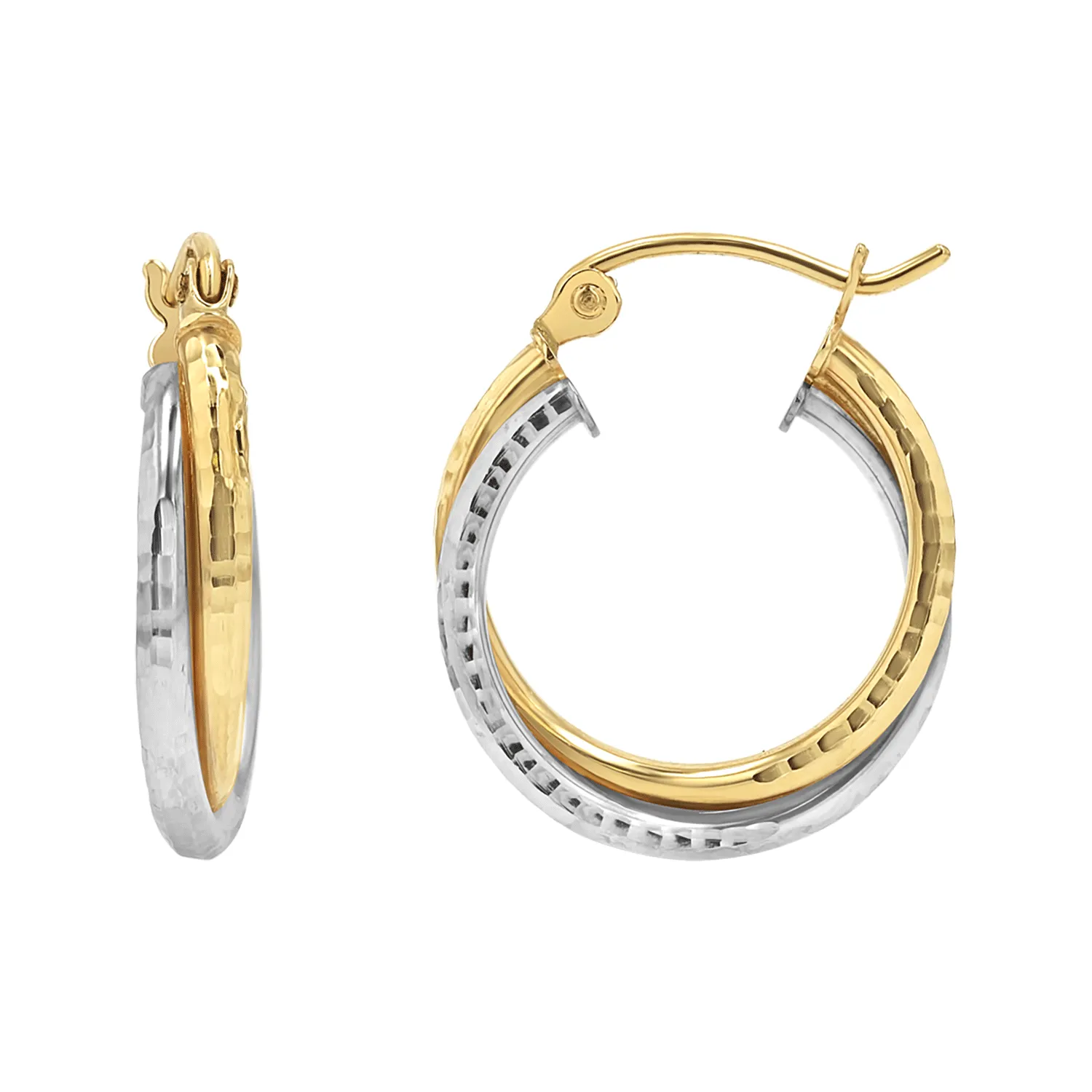 Two-Tone Double Hoop Earrings sold by Baby Gold