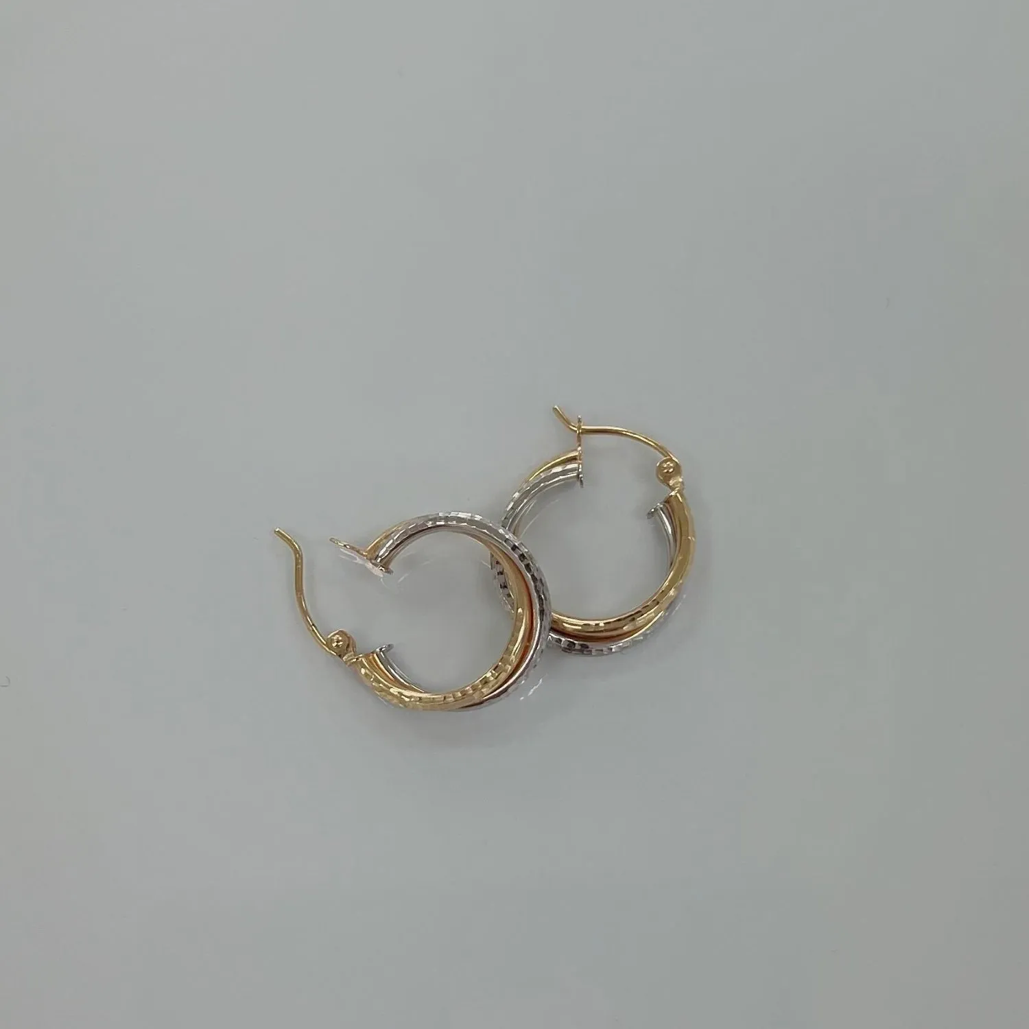 Two-Tone Double Hoop Earrings sold by Baby Gold product image thumbnail 2