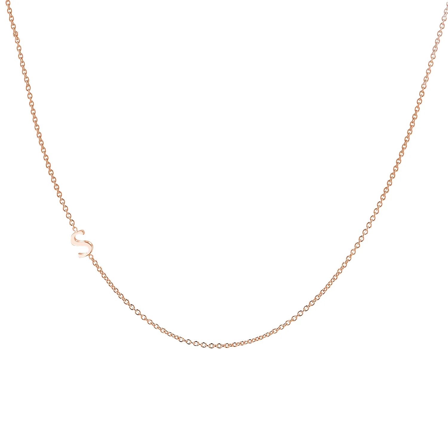 14K Gold Asymmetrical Initial Necklace sold by Baby Gold product image thumbnail 3