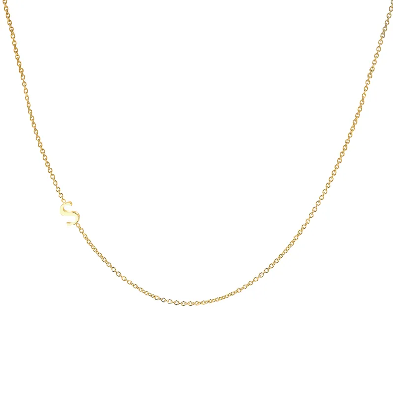 14K Gold Asymmetrical Initial Necklace sold by Baby Gold