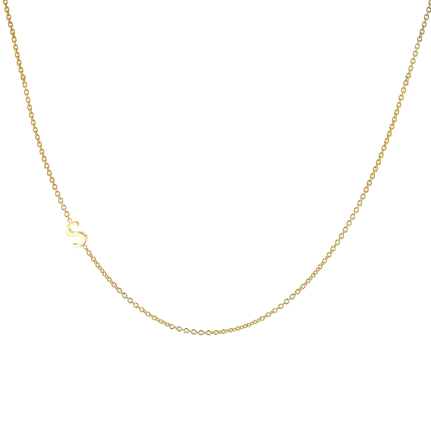14K Gold Asymmetrical Initial Necklace sold by Baby Gold