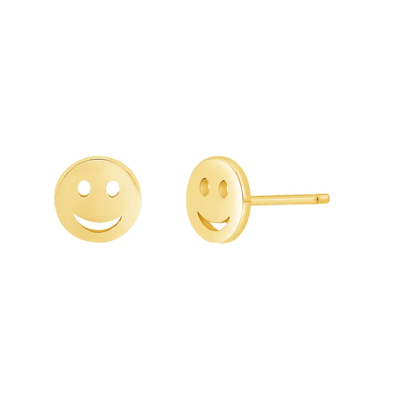 Smiley Face Stud Earrings sold by Baby Gold