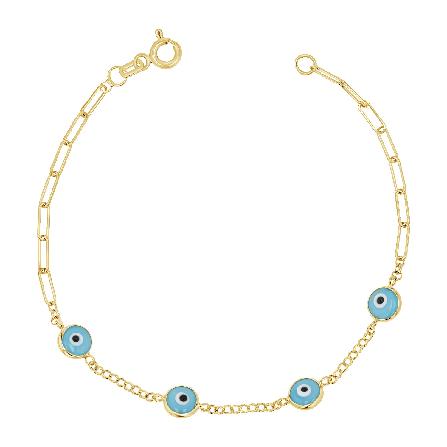 Enamel Evil Eye Paper Clip Bracelet sold by Baby Gold product image thumbnail 2