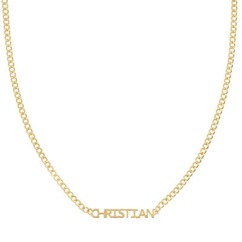 Mini Single Name Cuban Chain Necklace sold by Baby Gold