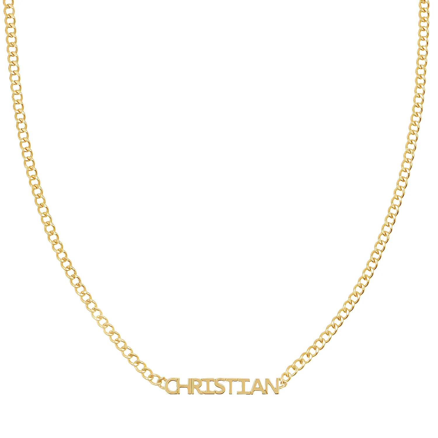 Mini Single Name Cuban Chain Necklace sold by Baby Gold