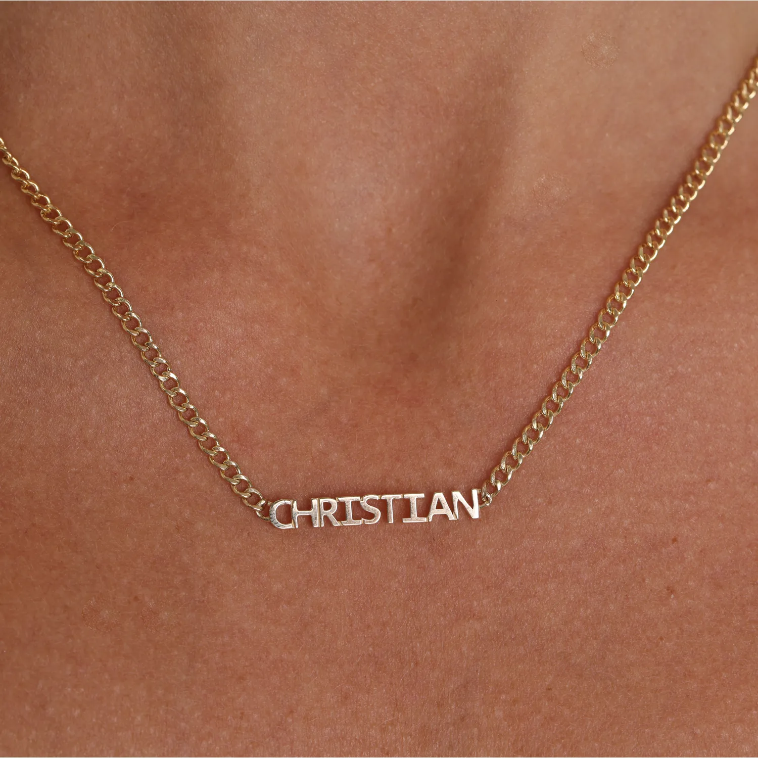 Mini Single Name Cuban Chain Necklace sold by Baby Gold product image thumbnail 5