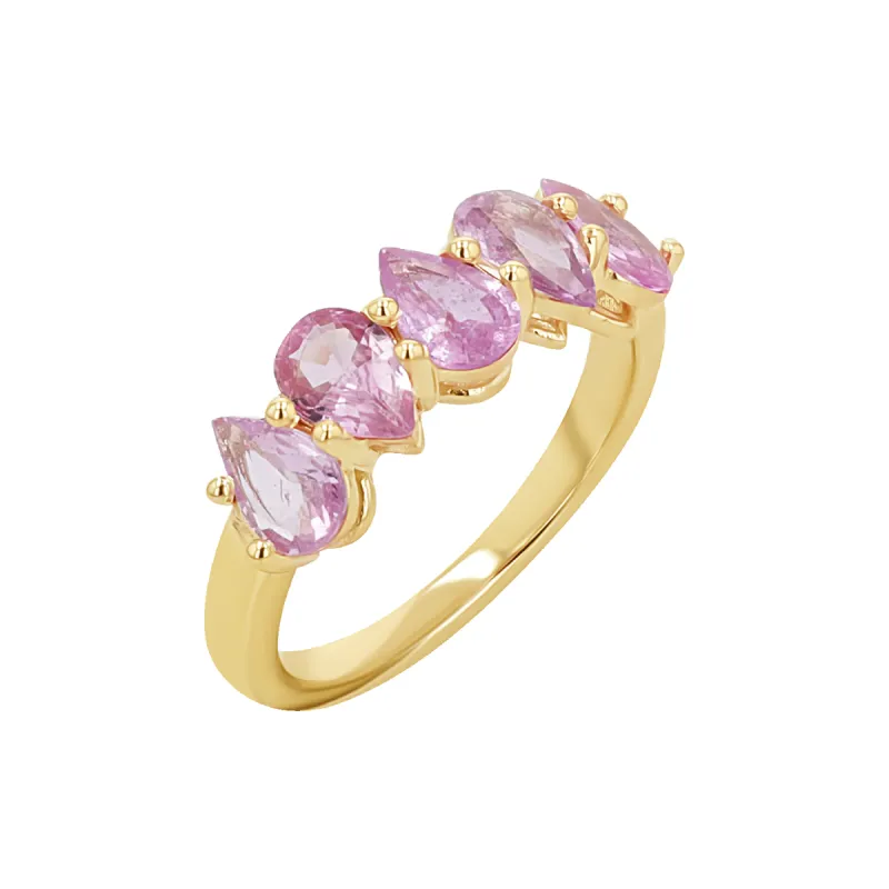 Pear Shape Pink Sapphire Half Eternity sold by Baby Gold
