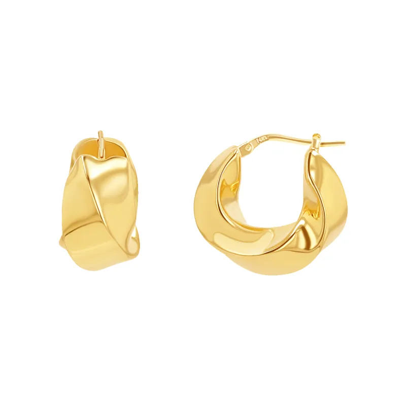 Thick Twist Hoop Earrings sold by Baby Gold