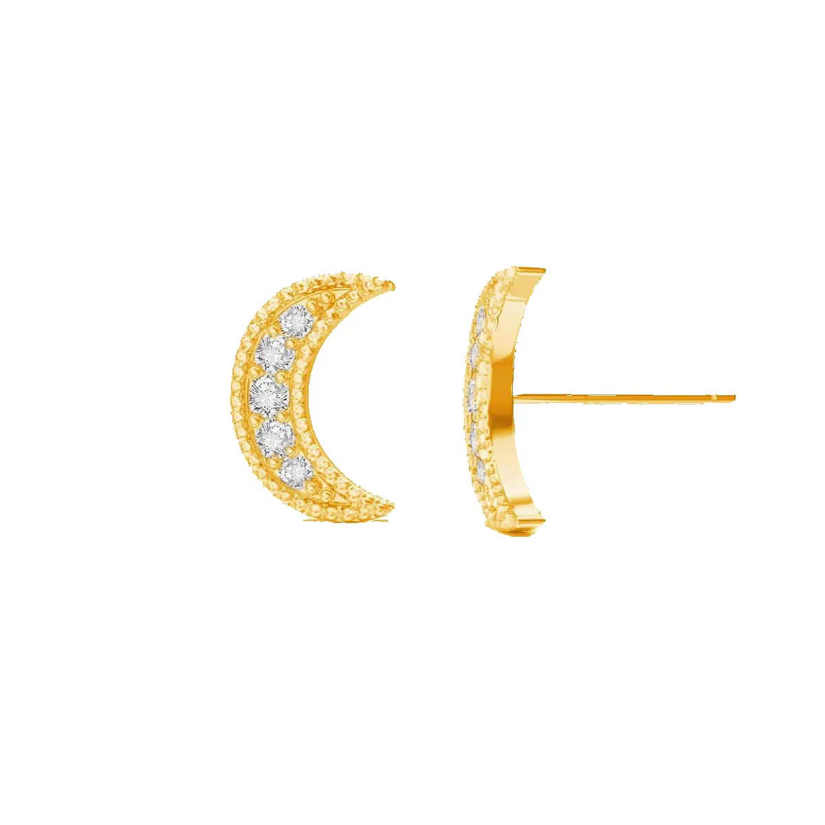 Diamond Moon Stud Earrings sold by Baby Gold