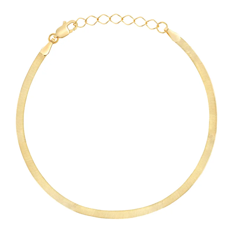 14K Gold Thin Herringbone Bracelet 3mm sold by Baby Gold