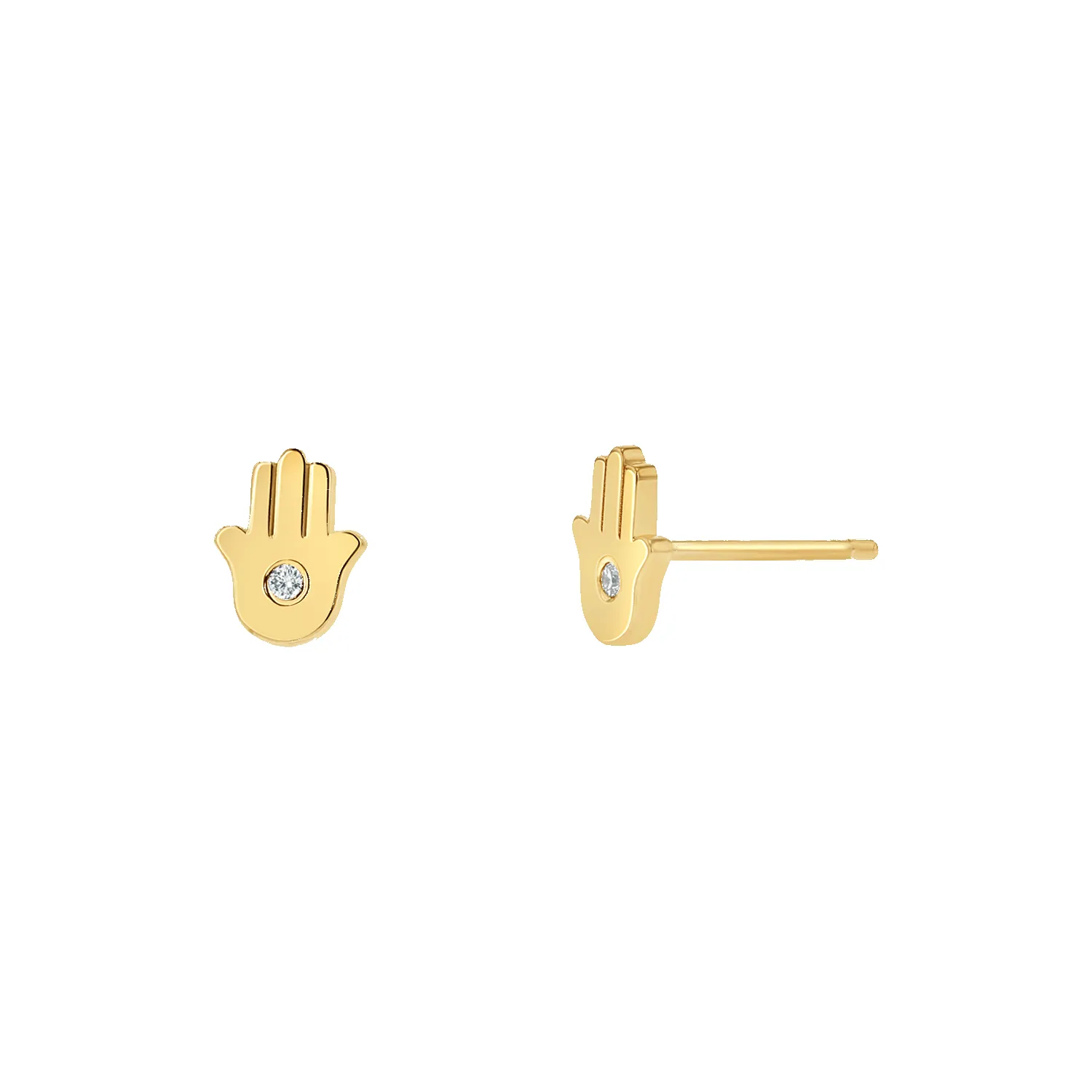 Hamsa Diamond Stud Earrings sold by Baby Gold
