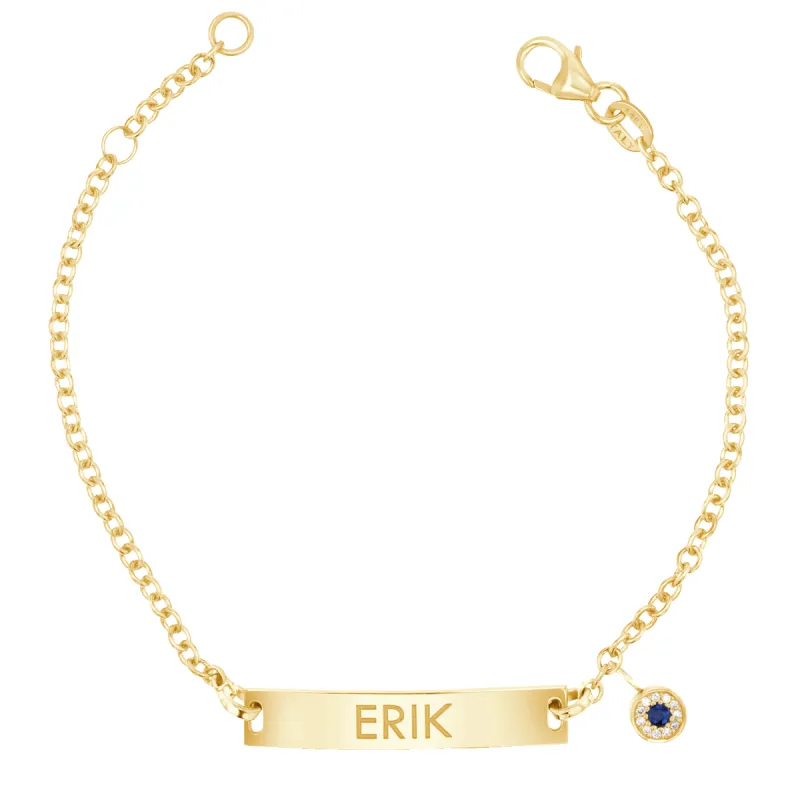 Classic Engravable ID Bracelet with Round Eye Charm sold by Baby Gold