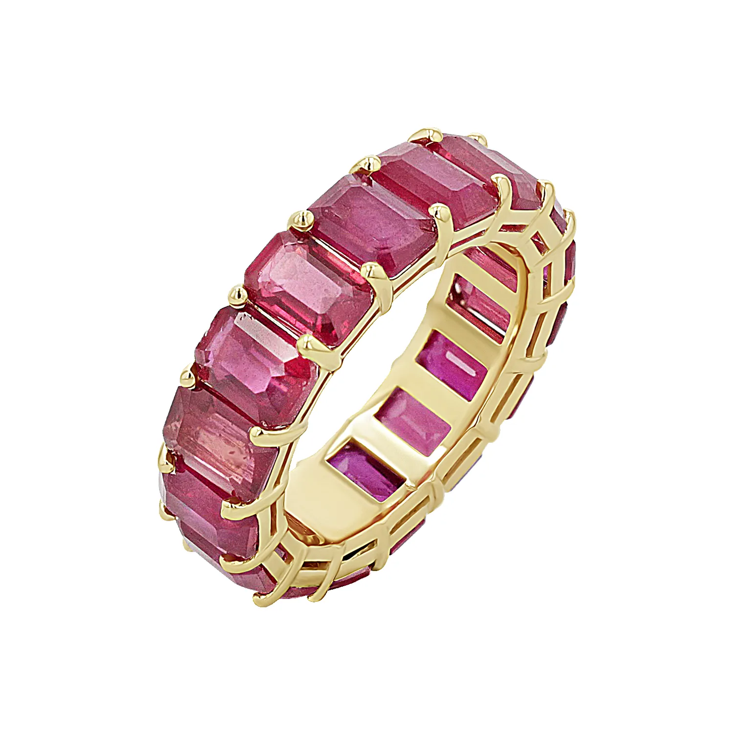 Genuine Ruby Emerald Cut Eternity Ring sold by Baby Gold