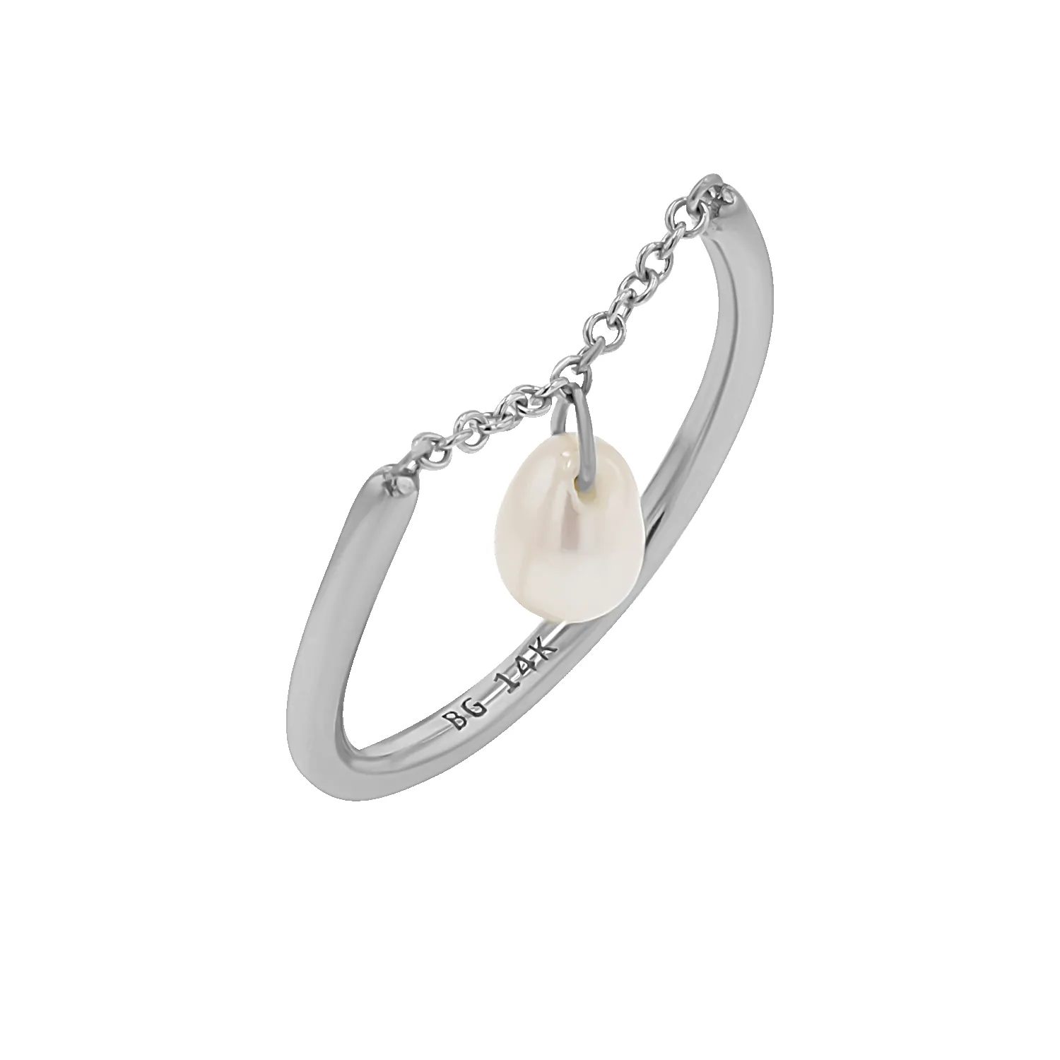 Solitaire Pearl Drop Chain Ring sold by Baby Gold product image thumbnail 2