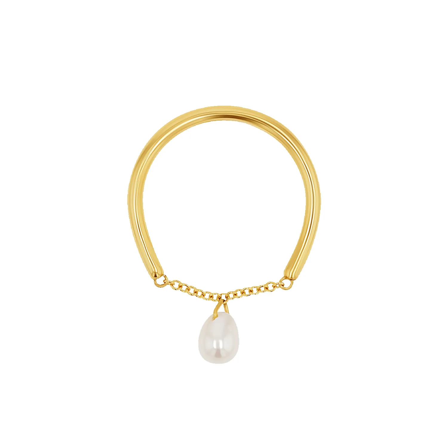 Solitaire Pearl Drop Chain Ring sold by Baby Gold product image thumbnail 4