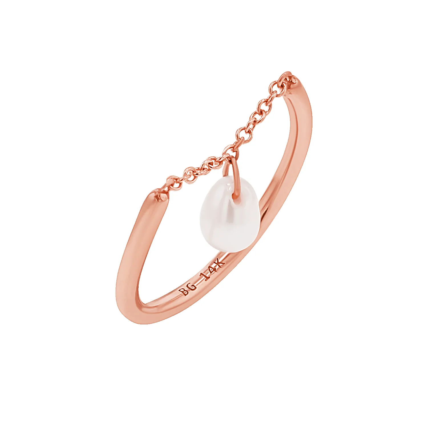 Solitaire Pearl Drop Chain Ring sold by Baby Gold product image thumbnail 3