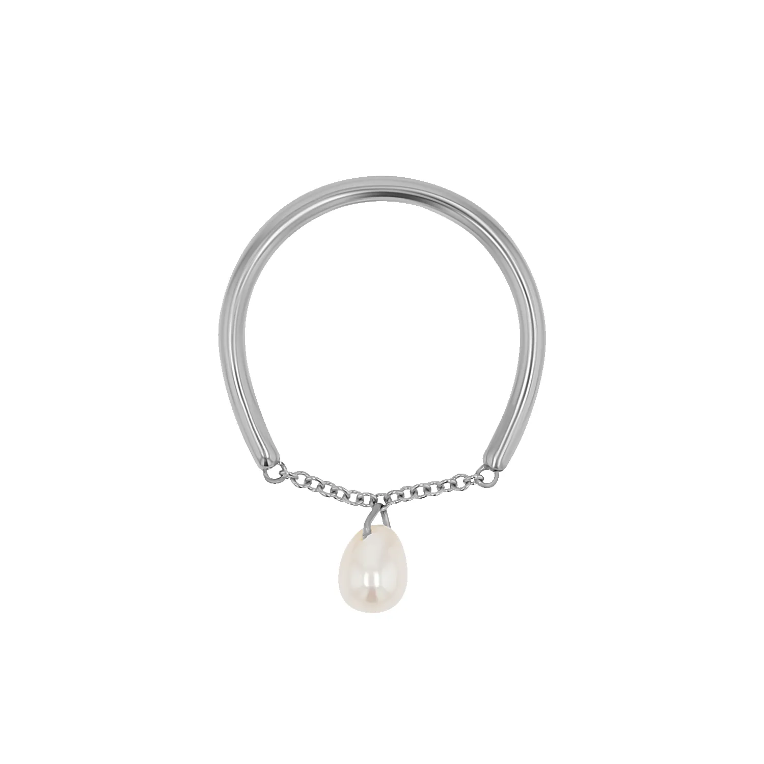 Solitaire Pearl Drop Chain Ring sold by Baby Gold product image thumbnail 5