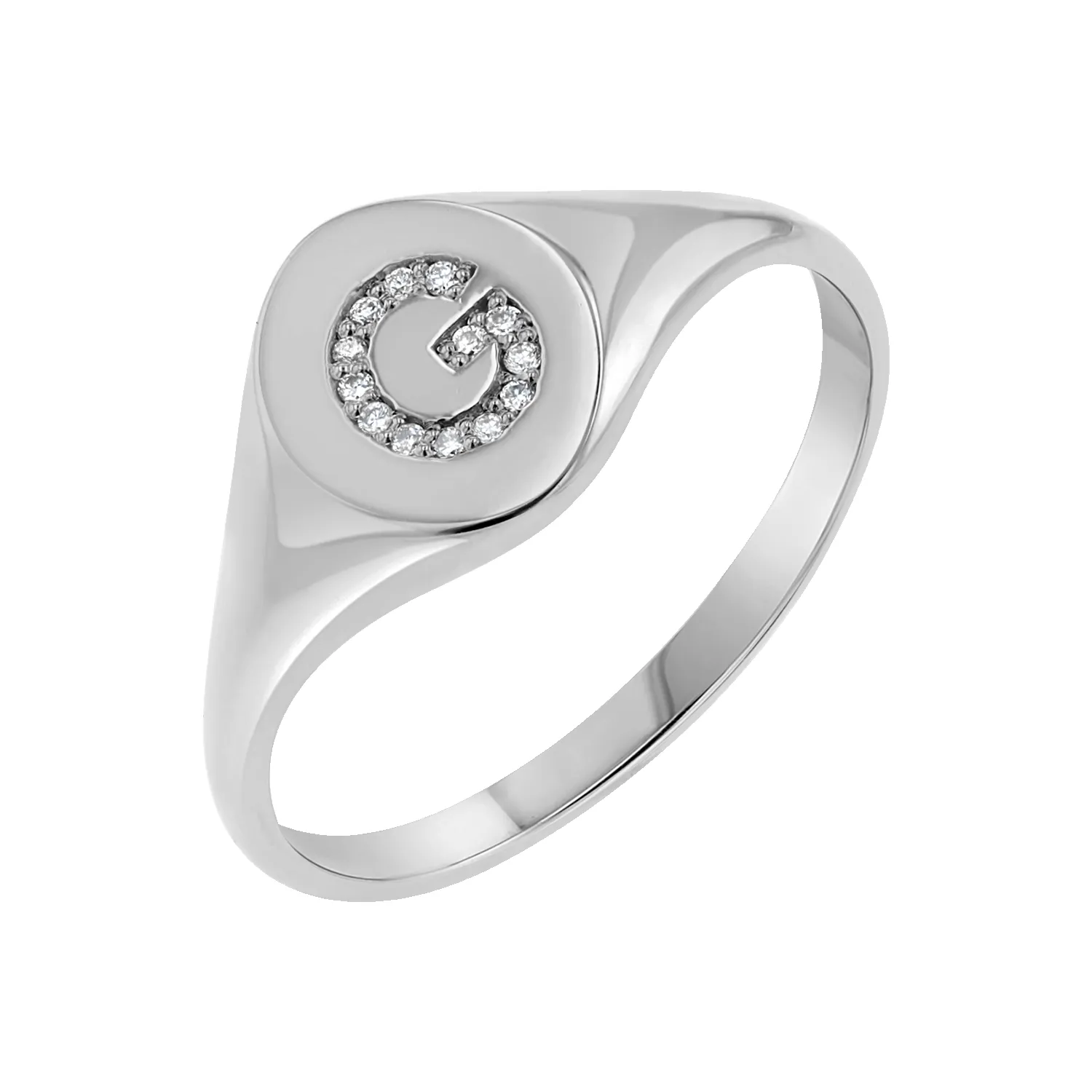 Diamond Signet Initial Letter Ring sold by Baby Gold product image thumbnail 2