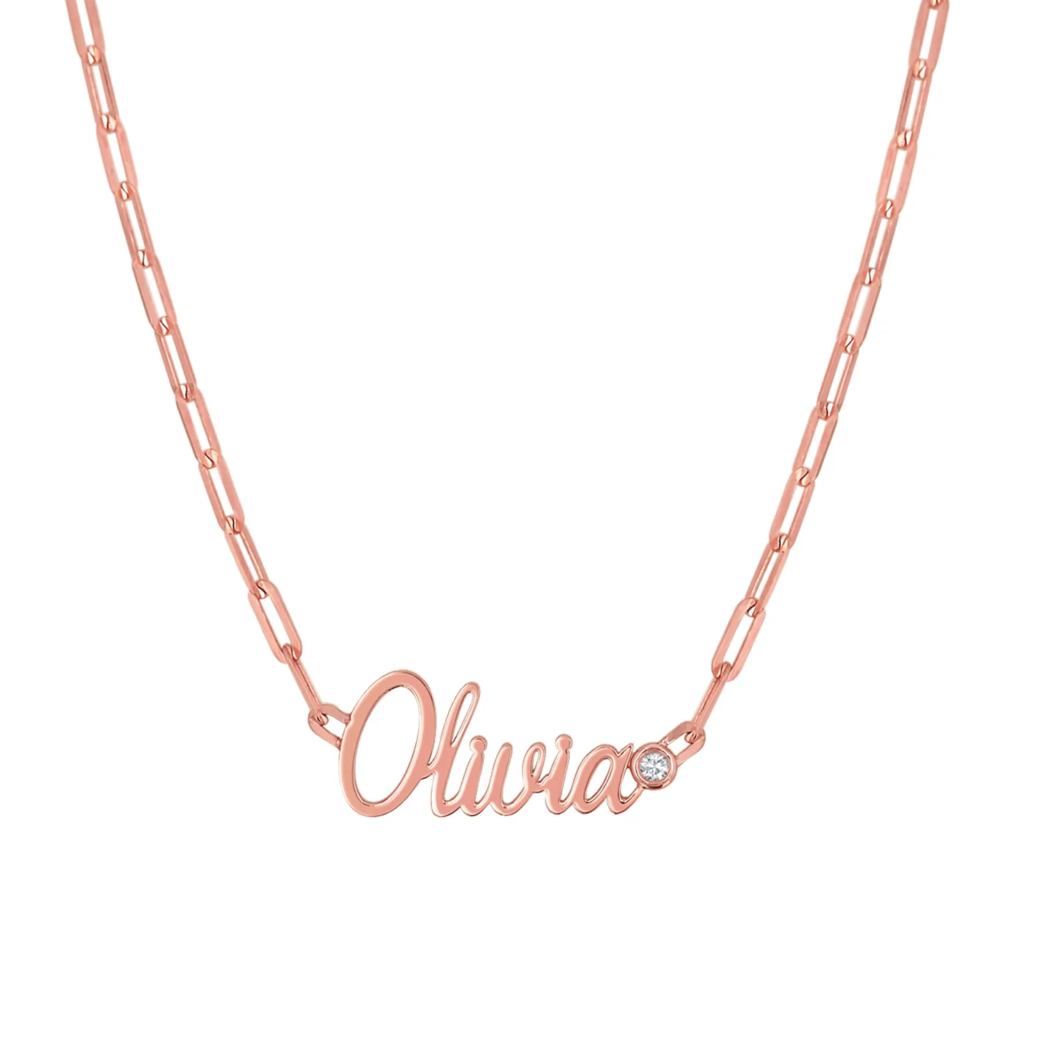 Paper Clip Script Diamond Name Necklace sold by Baby Gold product image thumbnail 3