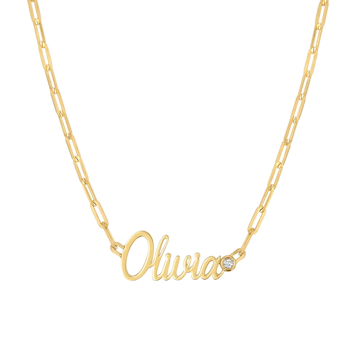Paper Clip Script Diamond Name Necklace sold by Baby Gold