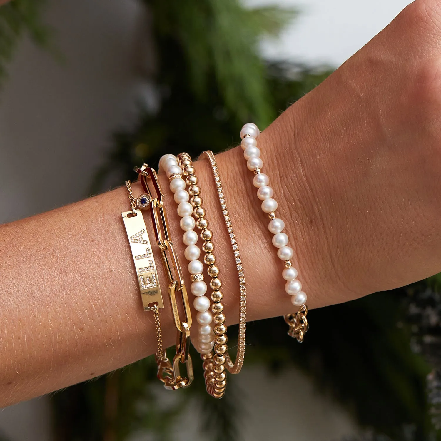 Pearl and Chain Link Bracelet sold by Baby Gold product image thumbnail 2