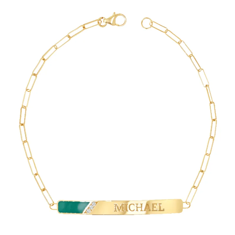 Slash Engravable Bracelet with Diamond Accents sold by Baby Gold